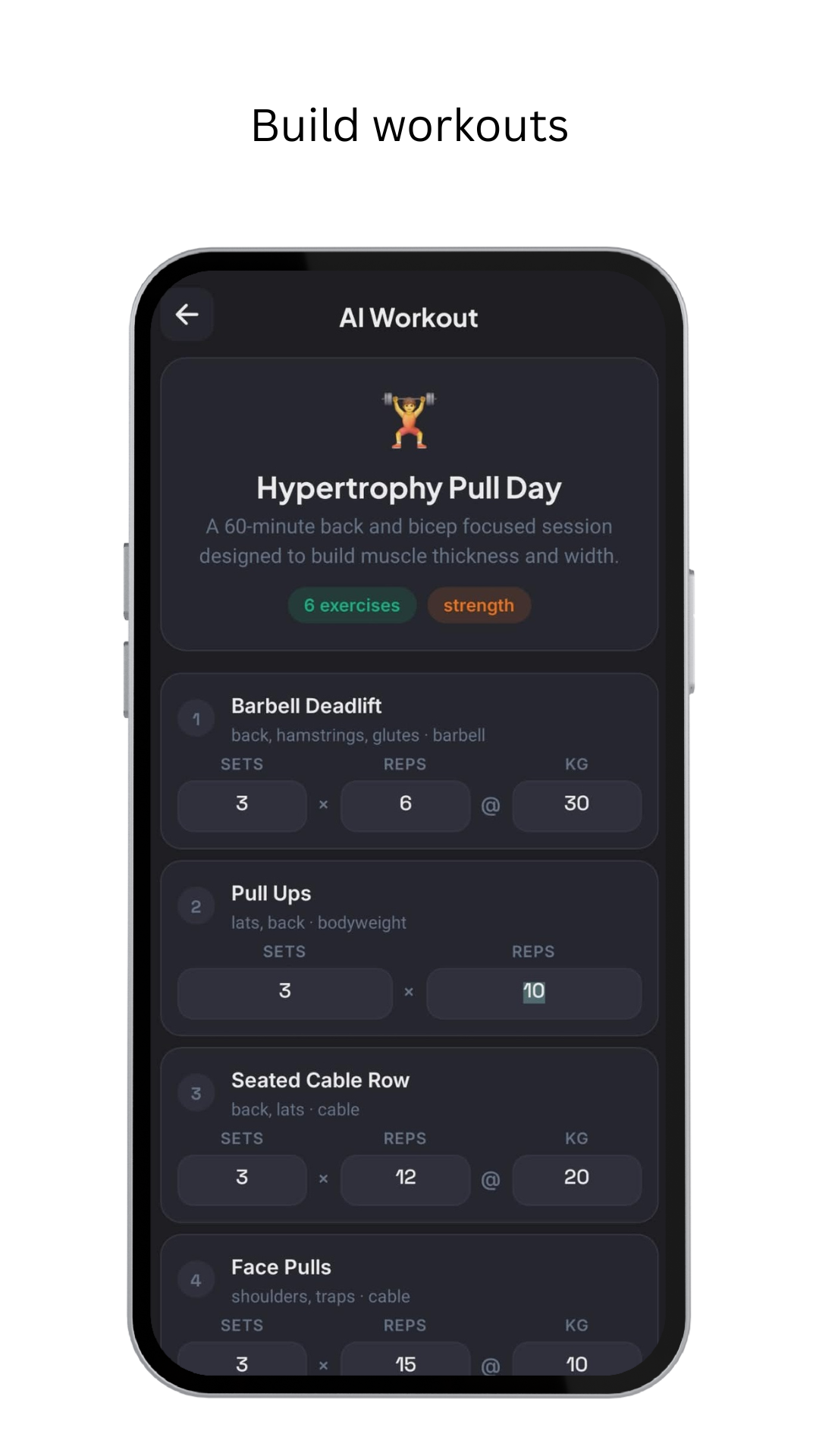 AI workout builder — generate custom workout plans with AI